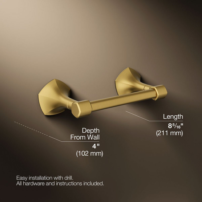 Occasion Pivoting Toilet Paper Holder, Gold