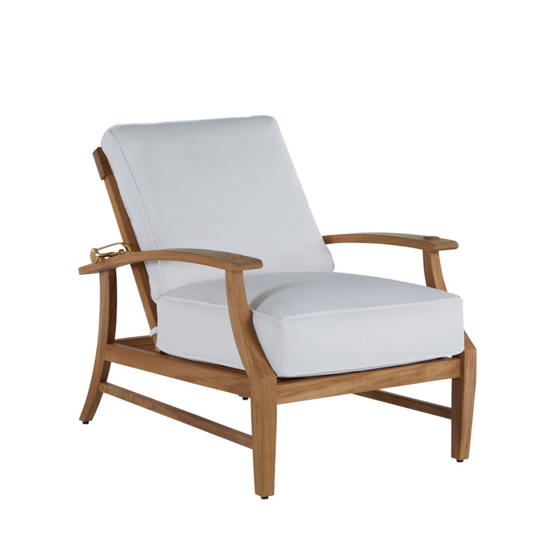 Croquet Teak Patio Chair with Cushions, Welt + Dream Fill, Linen Dove, Natural Teak