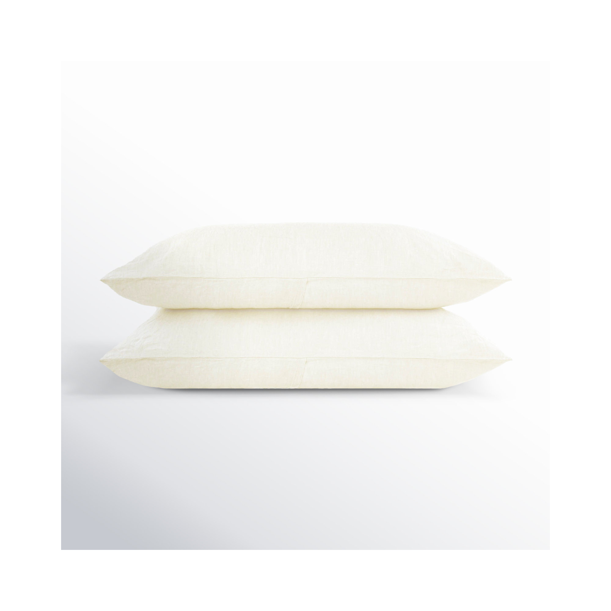 100% French Linen Pillowcase Set, Cream, King Pillowcase