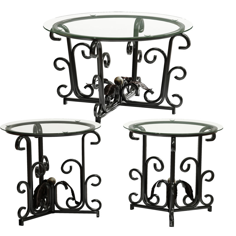 3 tables basses avec - Collision, coins arrondis et verre trempé contemporain de 5 mm d'épaisseur, idéal pour un décor scandinave moderne, facile à entretenir