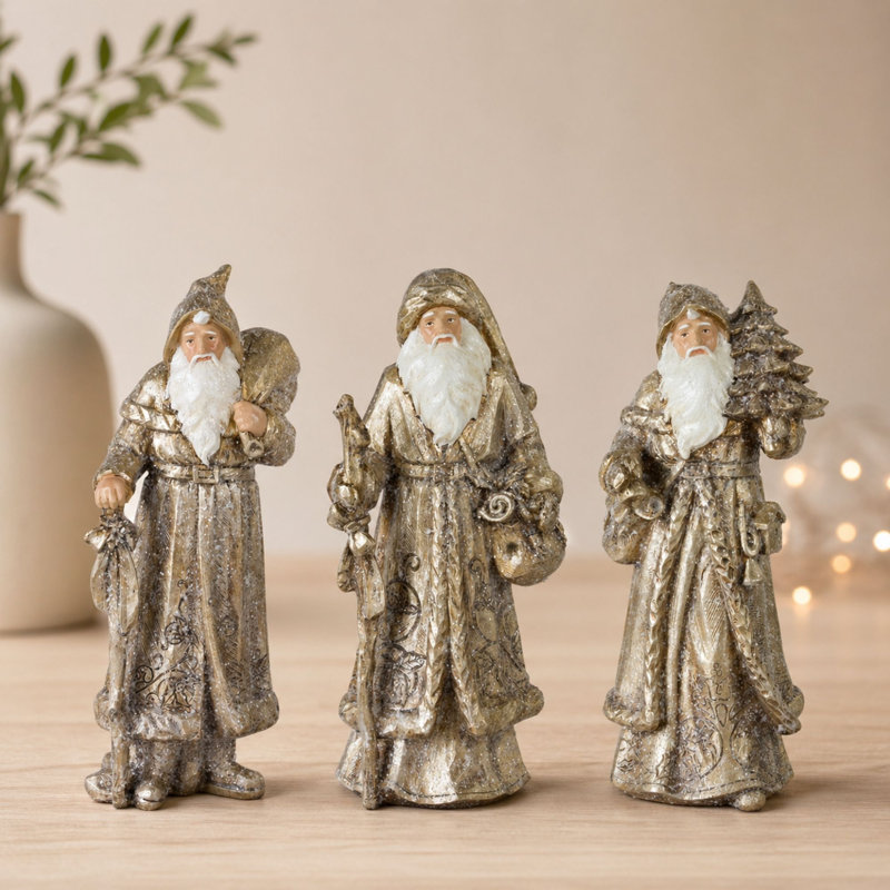 Ensemble de père Noël en résine 3 pièces