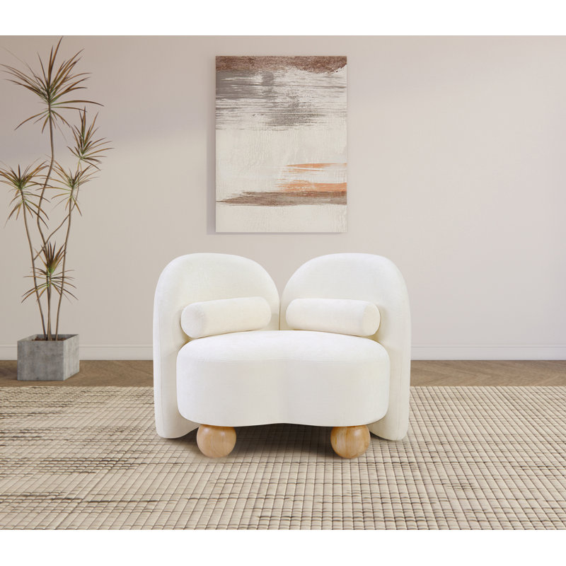 Daphne Upholstered Chair, Cream Chenille Fabric