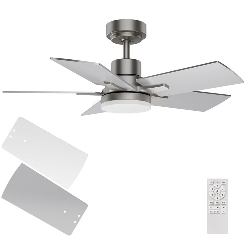 Ceiling Fans with Lights and Remote, 32" Wide, Silver