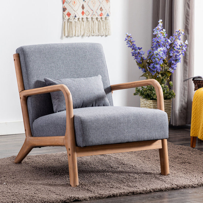 Upholstered Linen Armchair, Grey Linen