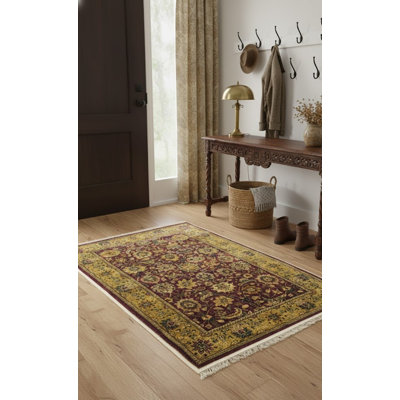 Tapis oriental mauve traditionnel fait à la main 4 x 6 Agra Jaipur