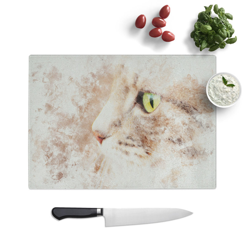Portrait of a Cat Vol.13 Watercolour Chopping Board, 0.4cm H x 20cm W x 28.5cm L