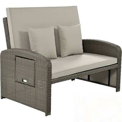 Chaise longue double en osier PE avec coussin moelleux