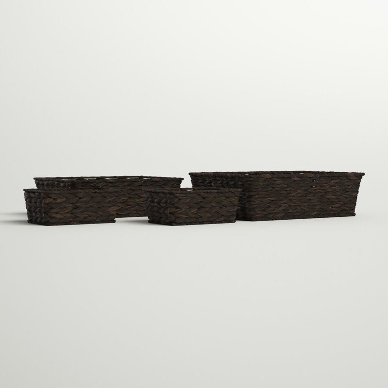 Braided Hyacinth & Iron Handwoven Basket Set