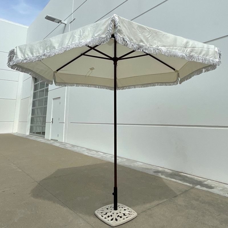 Auvent de remplacement pour parasol 9 pi avec cantonnière turquoise 9 pi 6 po, Blanc cassé