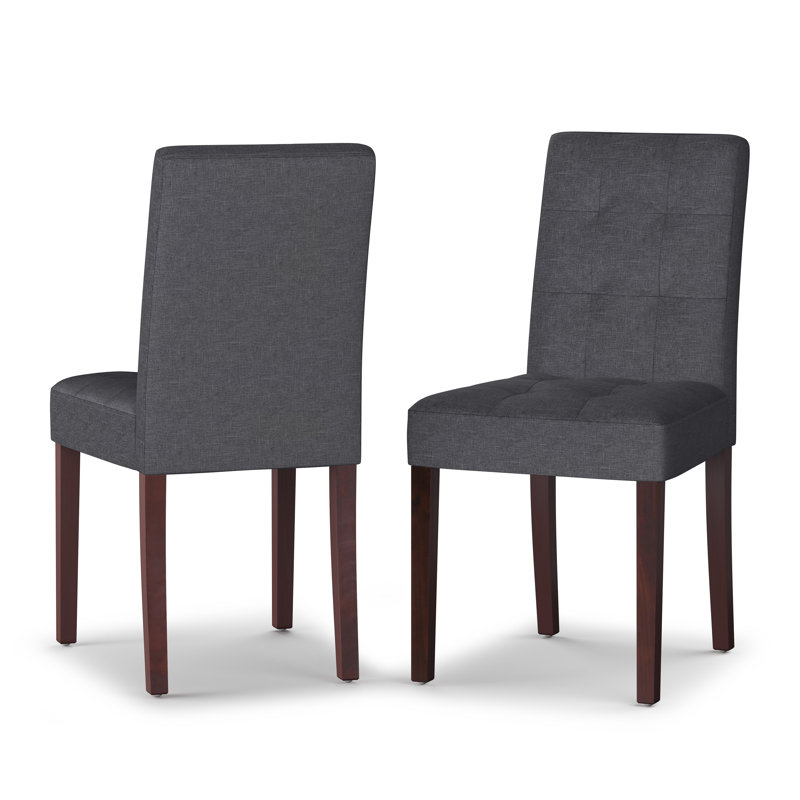 Slate Grey Faux Leather Upholstered Parsons Side Chair