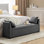 Banc de rangement moderne l 59,8 po Aristides avec deux coussins en plastique robustes