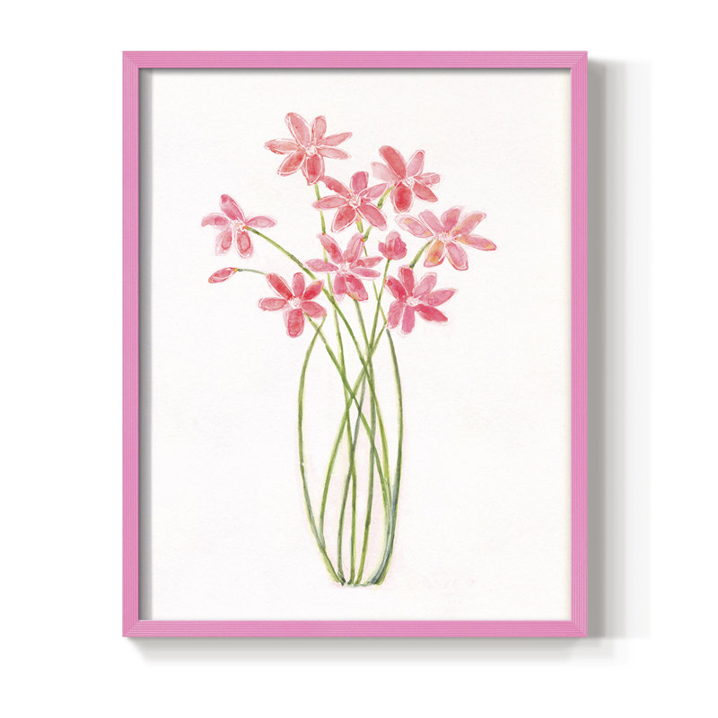 Intertwined Bouquet II Framed Print - Solid Wood, 21" H x 17" W, Pink