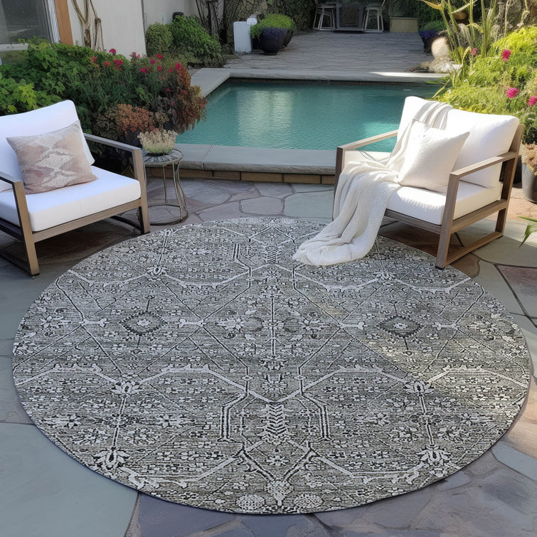 Machine Washable Indoor/Outdoor Christain ACN1223 Pewter Rug