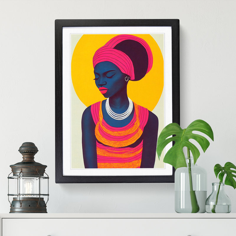 FRM-V0523-51X African Woman Avant Garde - Single Picture Frame Print, 34cm H x 25cm W x 2cm D, Walnut Framed