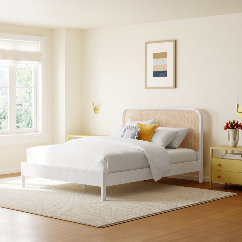 Ennis Cane Bed, Queen, White