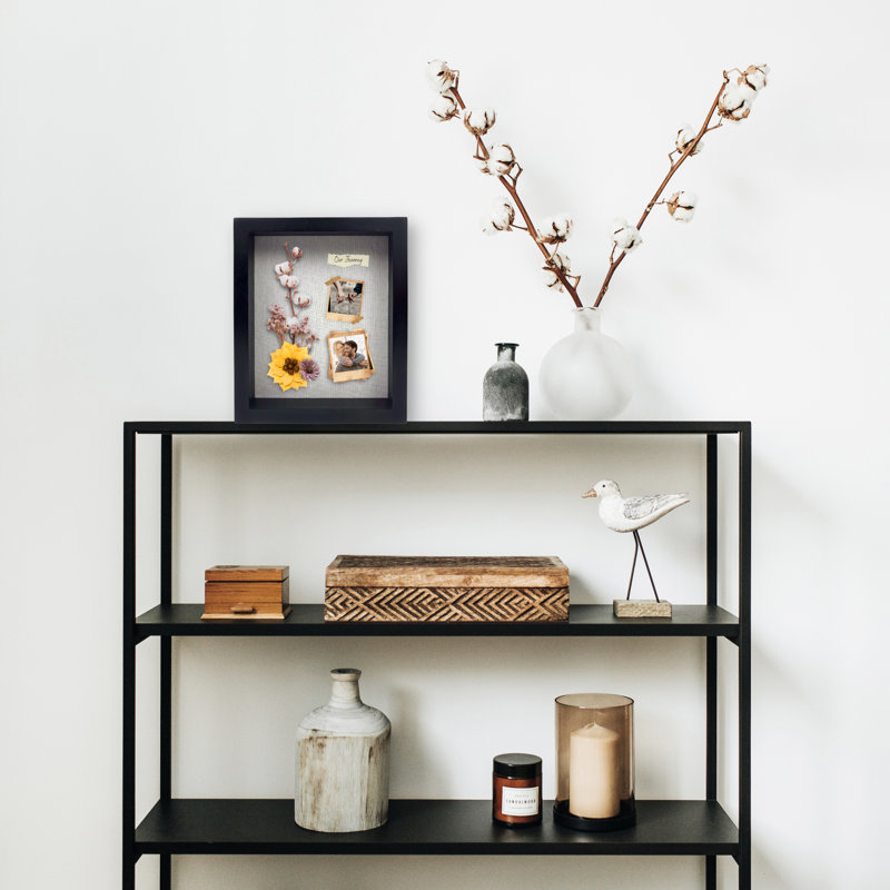 Siniah Black Solid Wood Storage Shadow Box Picture Frame