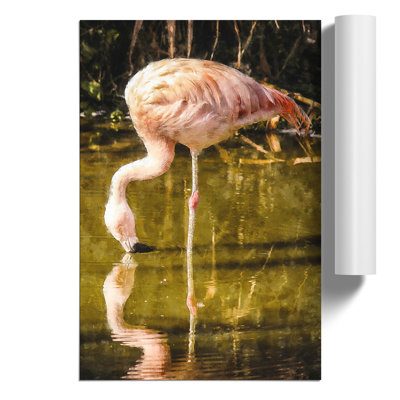 Pink Flamingo Painting - Frameless Print