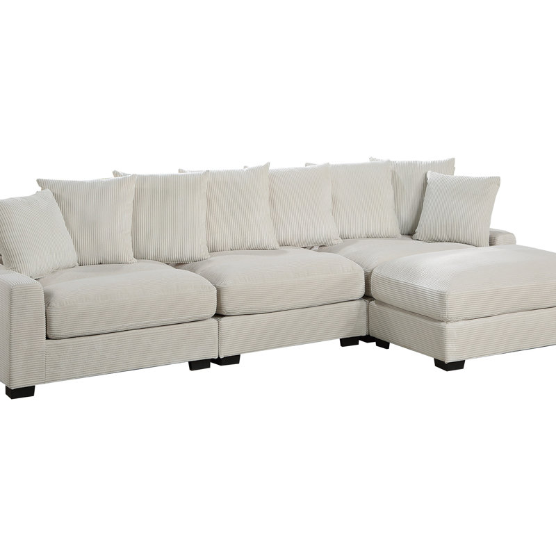 Ensemble de canapé modulaire contemporain 4 pièces beige en velours côtelé LAF & RAF