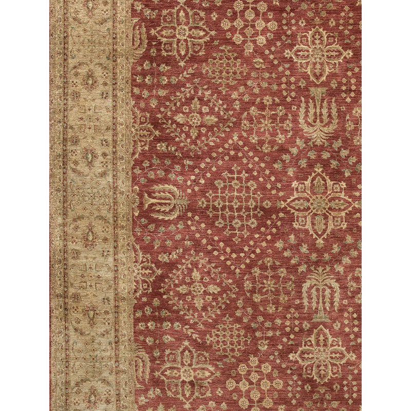 Wool Oriental Area Rug in Brown/Red, Rectangle 12' x 24'