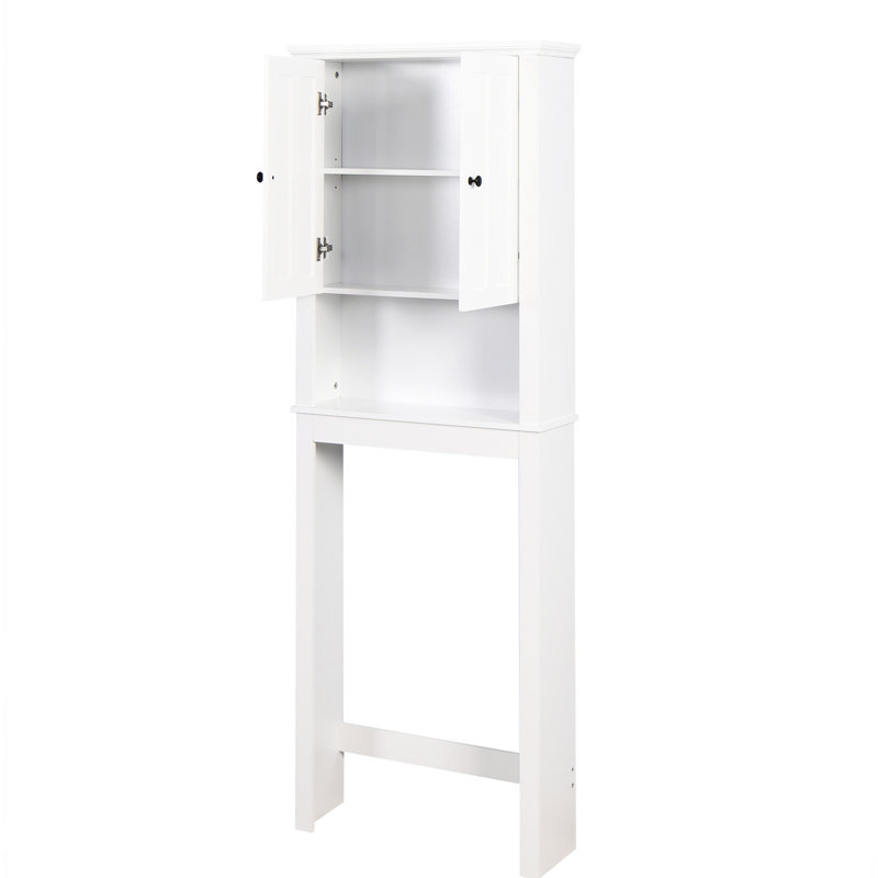 Armoire de salle de bain avec dessus de toilette - matériau, tablette réglable, peu encombrante, blanche, 23,99 x 7,57 x 66,37 pouces