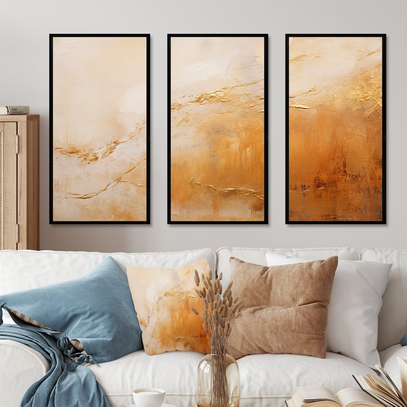 Champagne couleur terroirs liquides Art I - ensemble de décorations murales formes abstraites, Cadre flottant noir