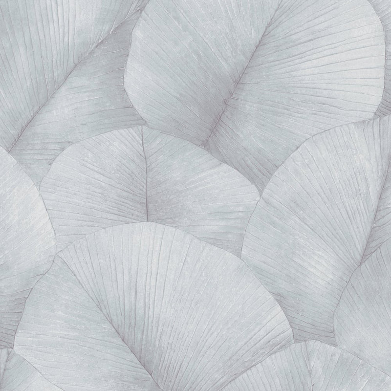 Kumano 3D Embossed Palm Leaf Wallpaper Roll, Blue