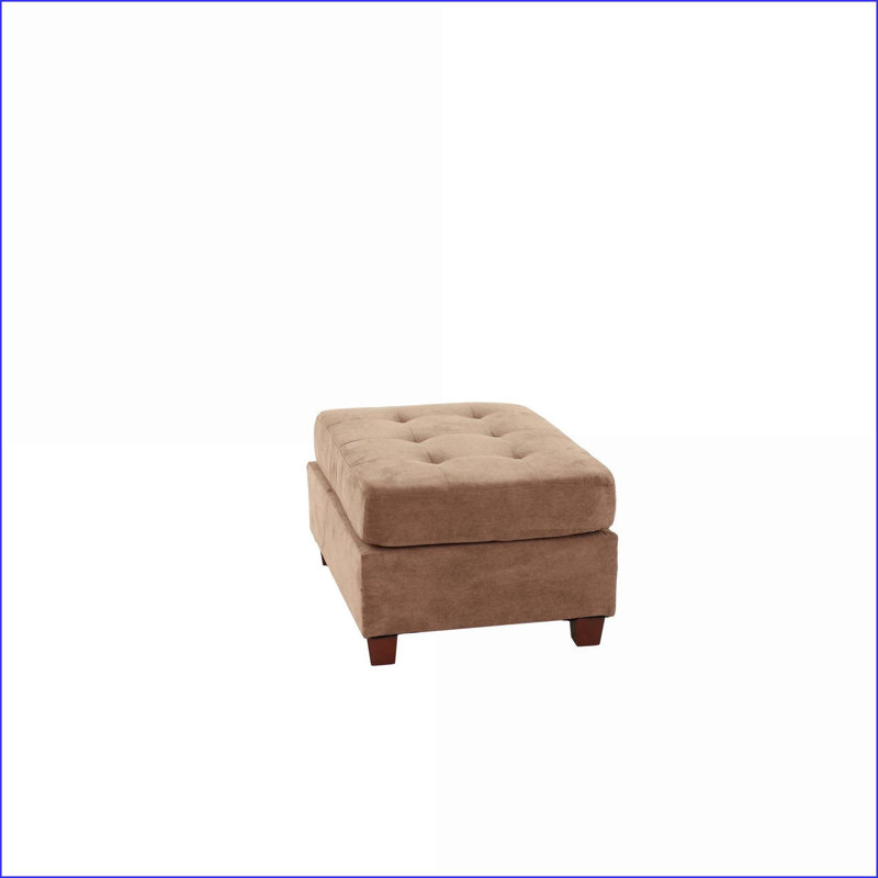 Repose-pieds, suède gaufré moderne, cocktail capitonné brun foncé 36 x 26 x 20 pour le salon | Brun foncé | Bois massif