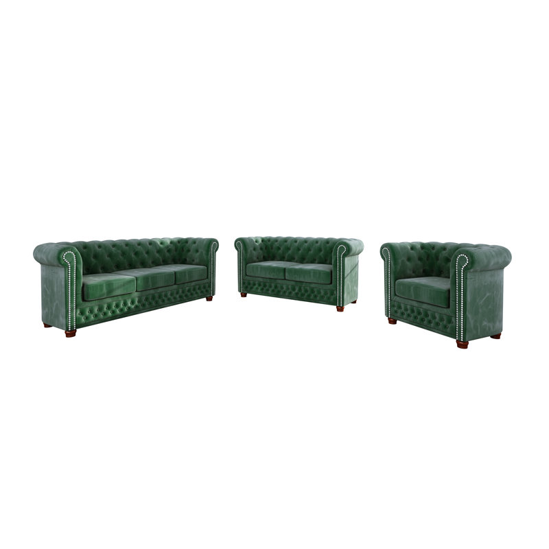 Chesterfield  Sofa Set 3+2+1, Bottle Green