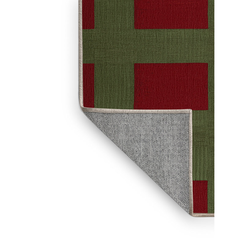 Tapis brun à carreaux lavable à la machine, Rectangulaire 7 pi x 10 pi