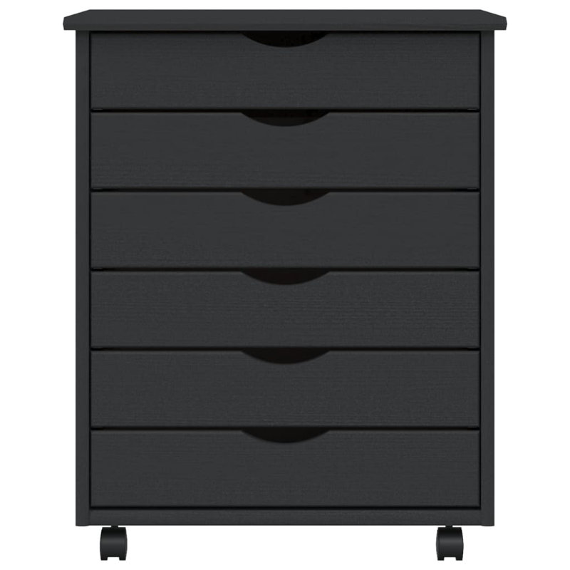Commode à 6 tiroirs avec roulettes Ladehe Moss, pin massif, gris