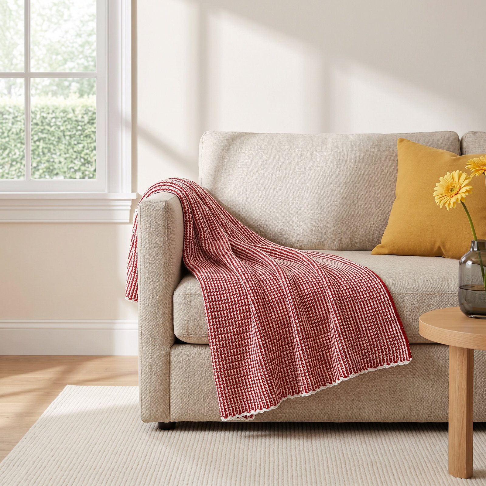 Cohen Cotton Knitted Throw Blanket, Garnet