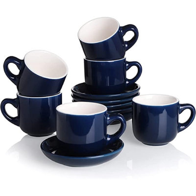 Ensemble de tasses à espresso et soucoupes en porcelaine avec support en métal, 3 oz pour espresso double simple, latte, ensemble de 6 tasses à demitasse, vert foncé