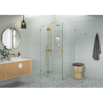 Halo 45.5 in. x 34.5 in. x 78 in. 90-degree Fully Frameless Glass Hinged Shower Enclosure