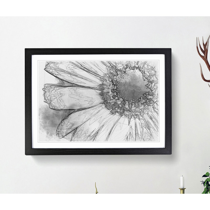 Pretty Flower in Abstract - Framed Print, 35cm H x 50cm W x 2cm D, Black