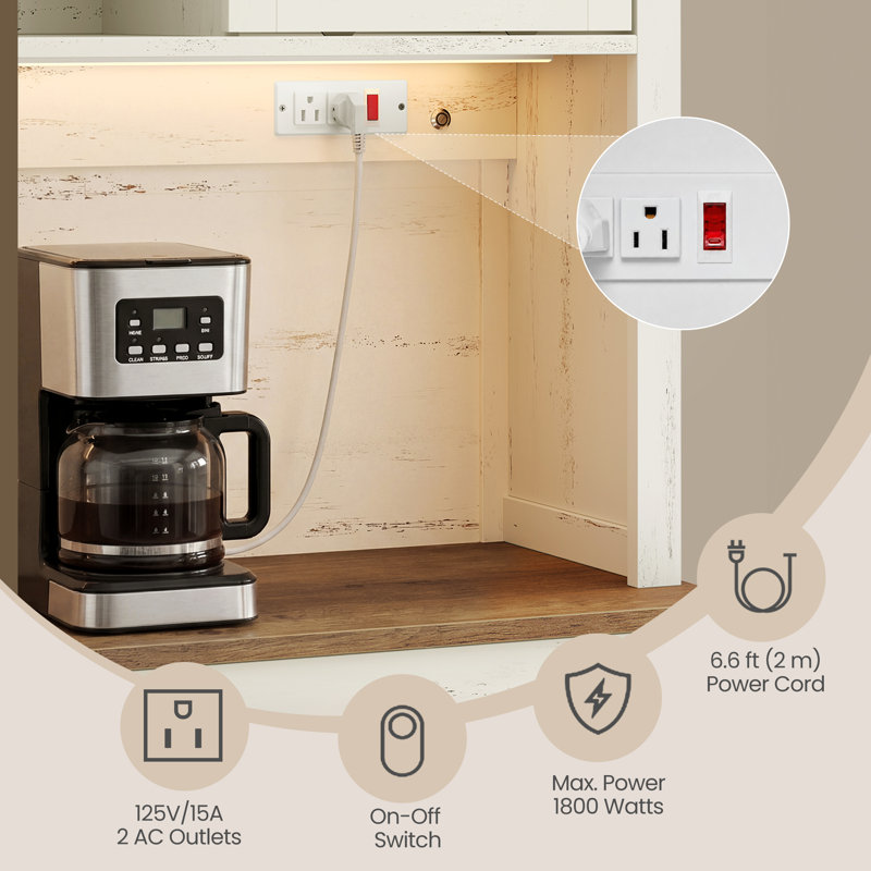 Catisha 71 " H Kitchen Pantry with Adjustable Shelves, Gray/Brown