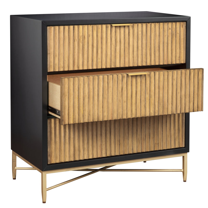 Commode 3 tiroirs Giddens, Noir