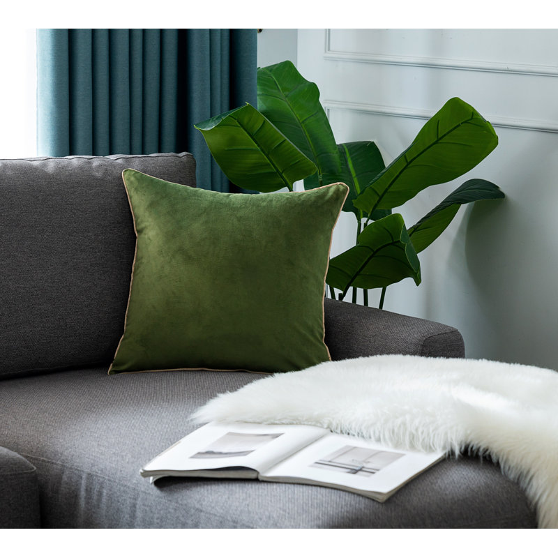 Solid Colour Reversible Throw Pillow, Green