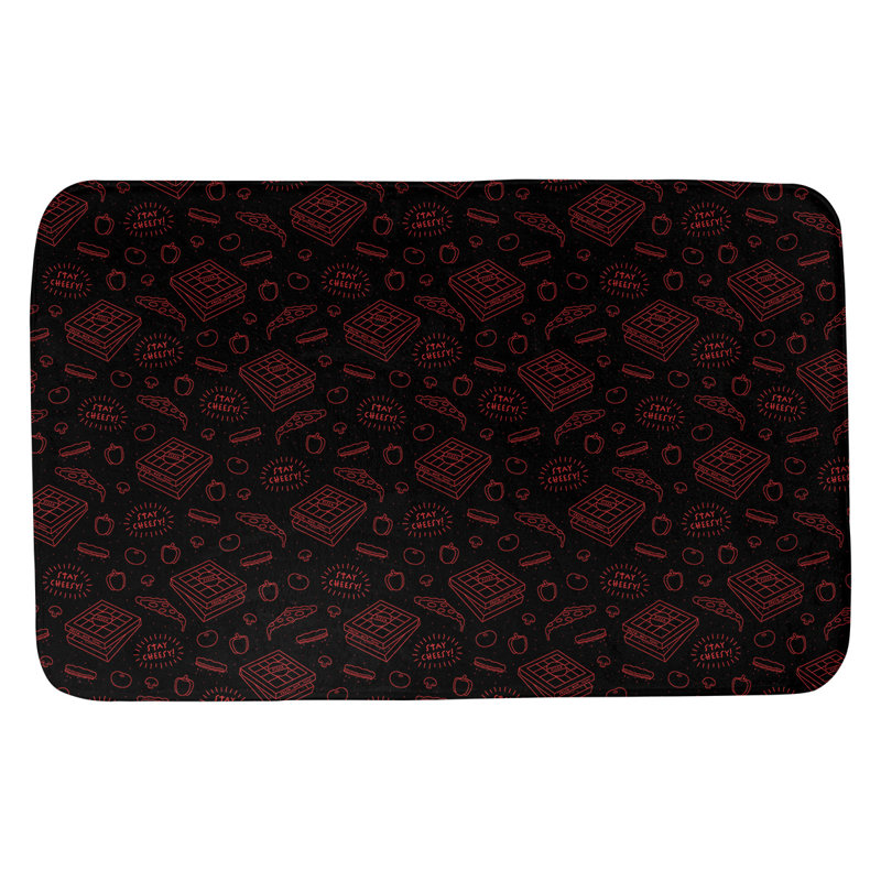 Tapis pour salle de bain Avicia, l 17 po x L 24 po, Noir / Rouge