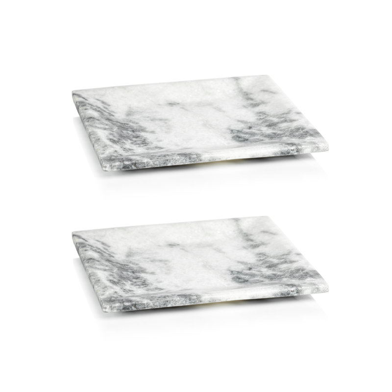 Marble Tray - Set of 2, 1" H x 8" W x 8" D
