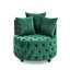 Fauteuil pivotant en velours avec capitonnage à boutons, 3 coussins, roulettes amovibles pour chaise de bureau de style moderne, salon élégant-293036773