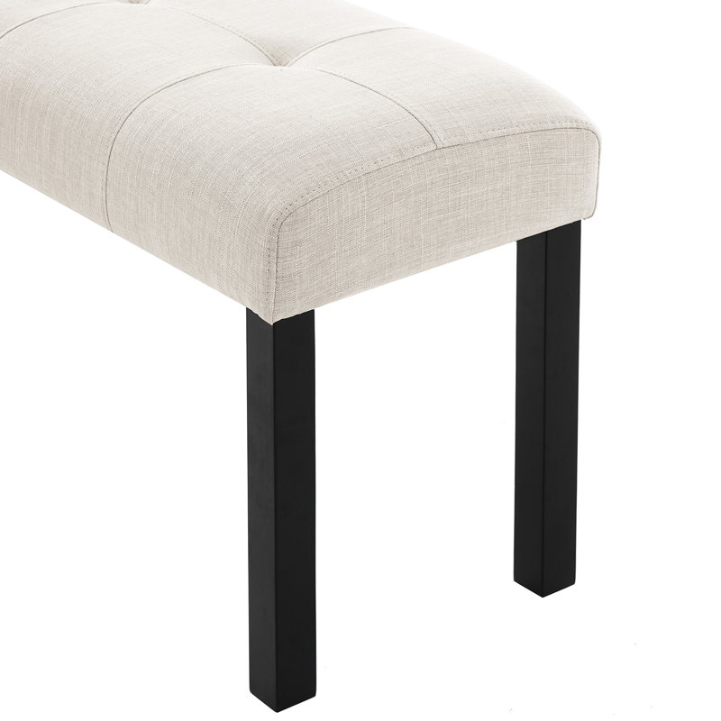 Modern Linen Bench With Black Rubber Wood Legs, Appearance, Beige, 250Lbs Weight Capacity, Ideal For Bedroom And Hallway