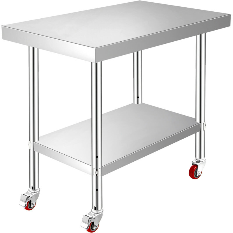 Stainless Steel Adjustable Height Work Table with Wheels