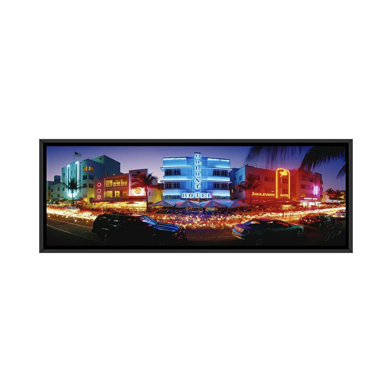 «Florida, Miami Beach», reproduction de photo sur toile, H 20 po x l 60 po x P 1,5 po, Cadre noir