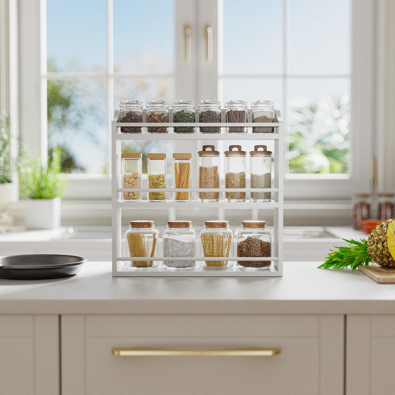 Stainless Steel Spice Rack, White