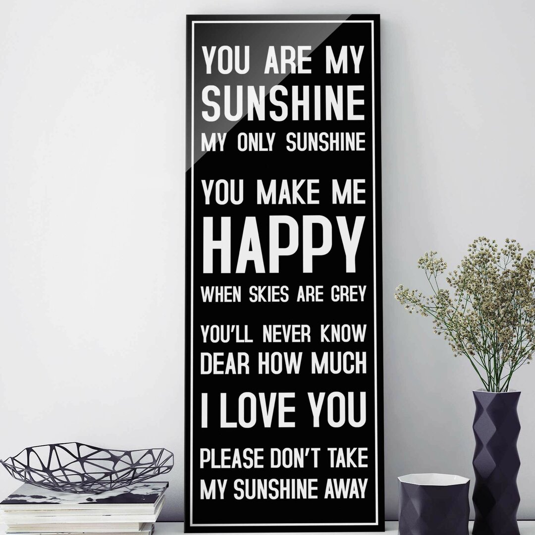 Glasbild Typografie Sonnenschein Schwarz