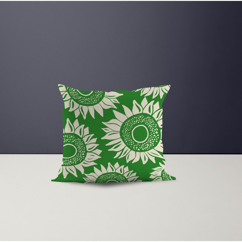 Jeté carré en polyester intérieur / extérieur, L 17 po x H 17 po, Vert