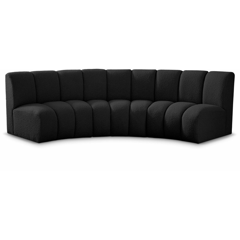 Infinity Upholstered Curved Sectional Symmetrical, Black Boucle Fabric