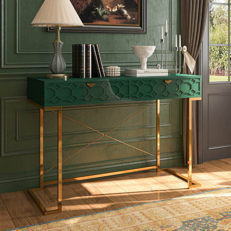 Araneli Metal Base Standing Desk, Green