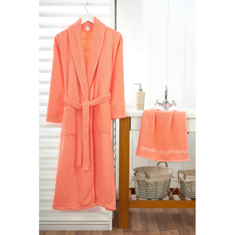 Peignoir mi-mollet avec poches Bogdans, Corail