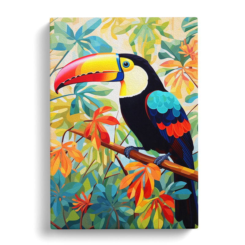 Toucan Hard Edge - Wrapped Canvas, 76cm H x 50cm W x 3cm D
